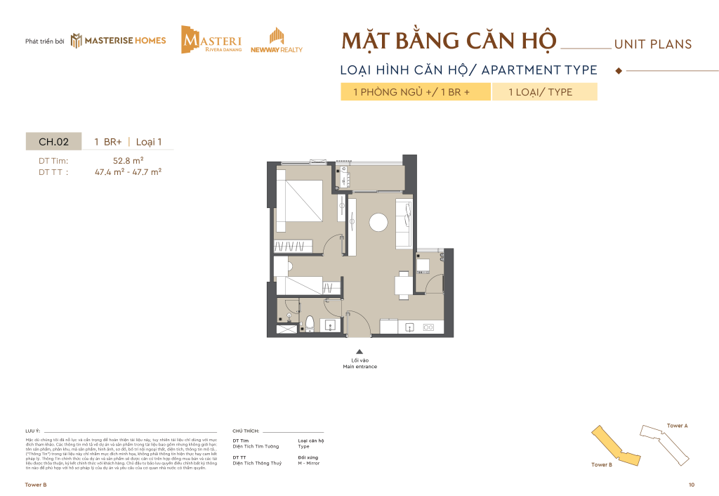 layout 1 phòng ngủ masteri rivera đà nẵng
